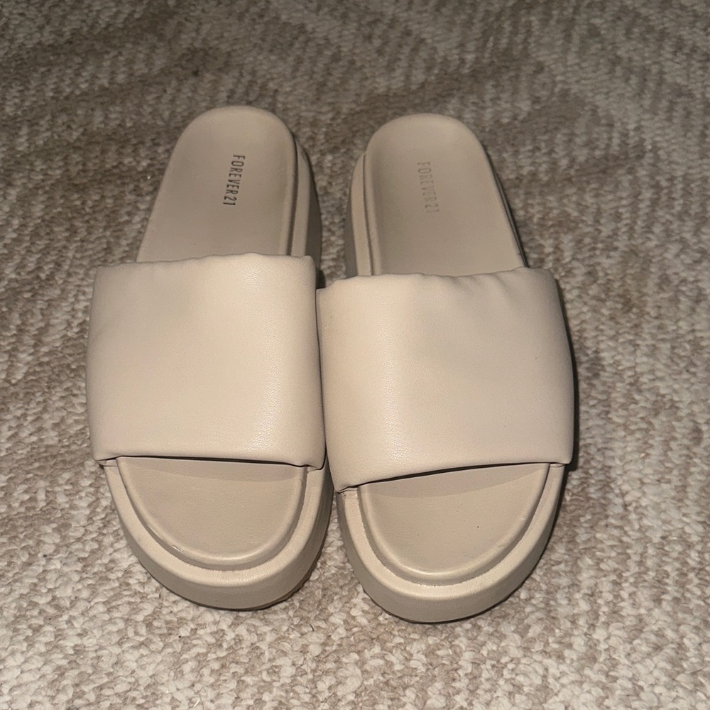 Beige Slide Sandals